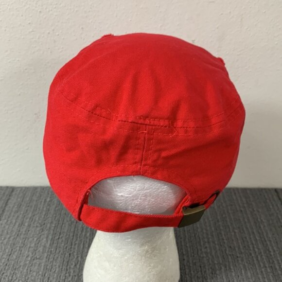 Baseball Cadet Hat Womens OS Red Distressed Embroidered Rhinestone Leader Loga - Picture 8 of 14